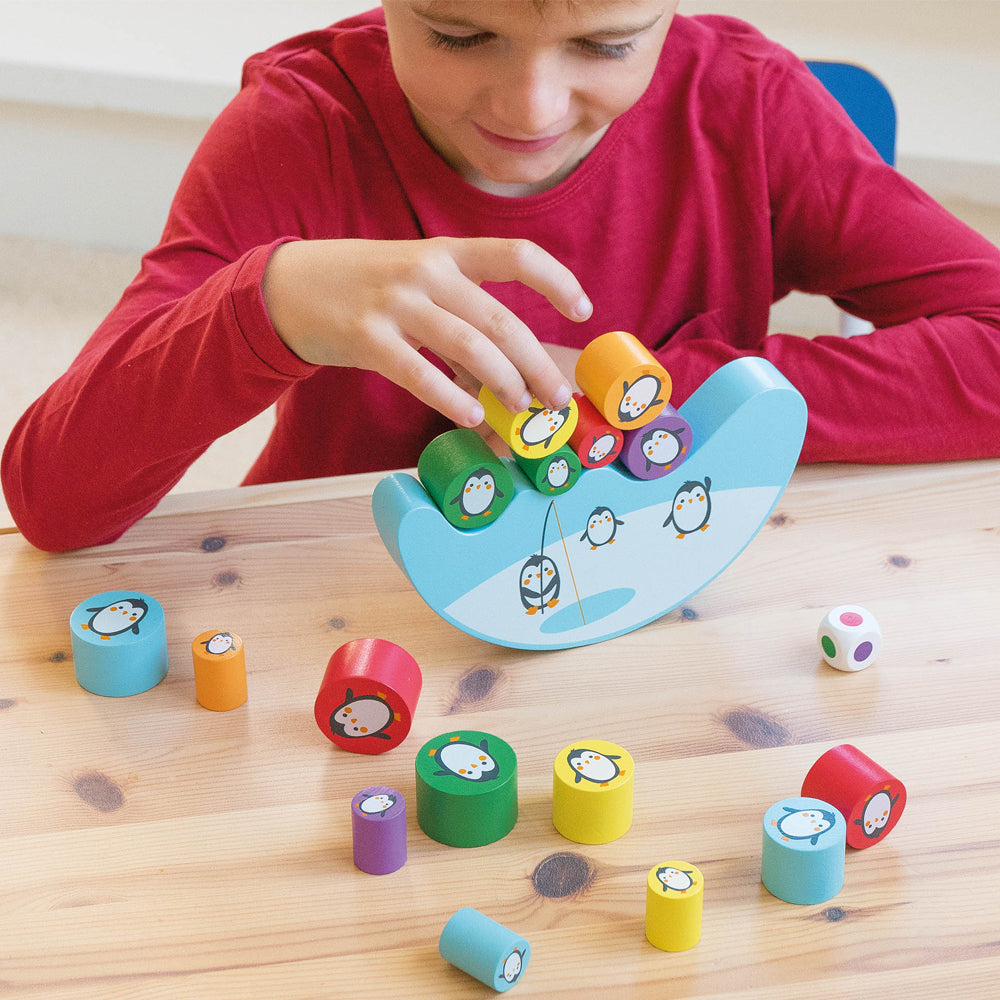 Jogo Puzzle Apli Madeira Tema Equilibrio Pinguins 16 Peças
