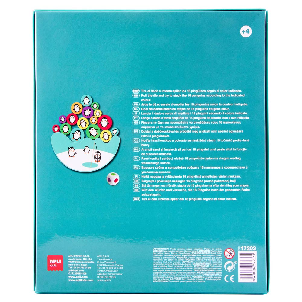 Jogo Puzzle Apli Madeira Tema Equilibrio Pinguins 16 Peças