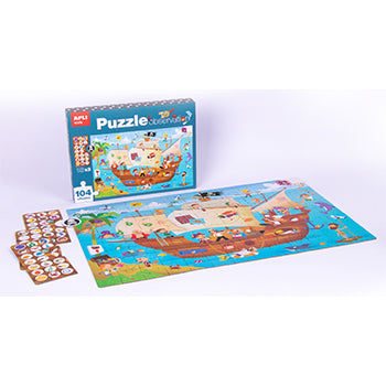 Jogo Educativo Puzzle Apli Barco Pirata 104 Peças