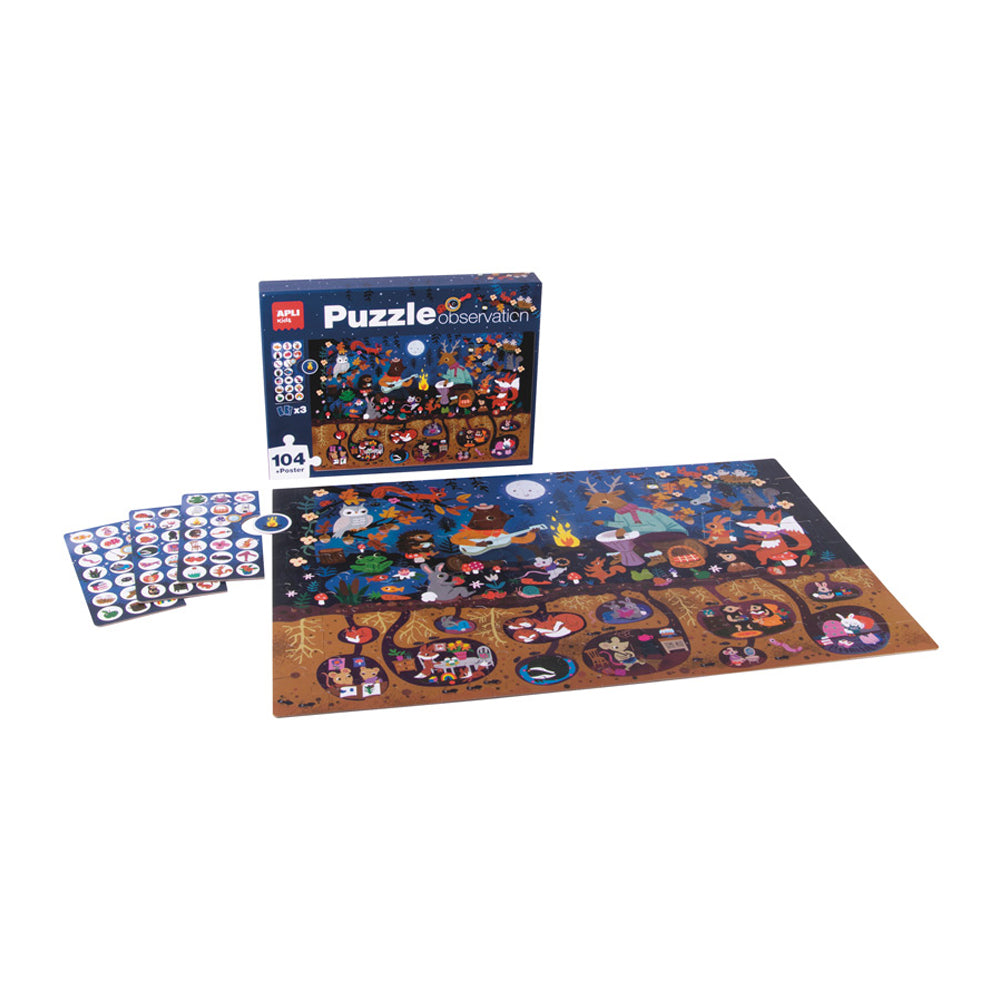 Jogo Educativo Puzzle Apli Observação do Bosque 104 Peças