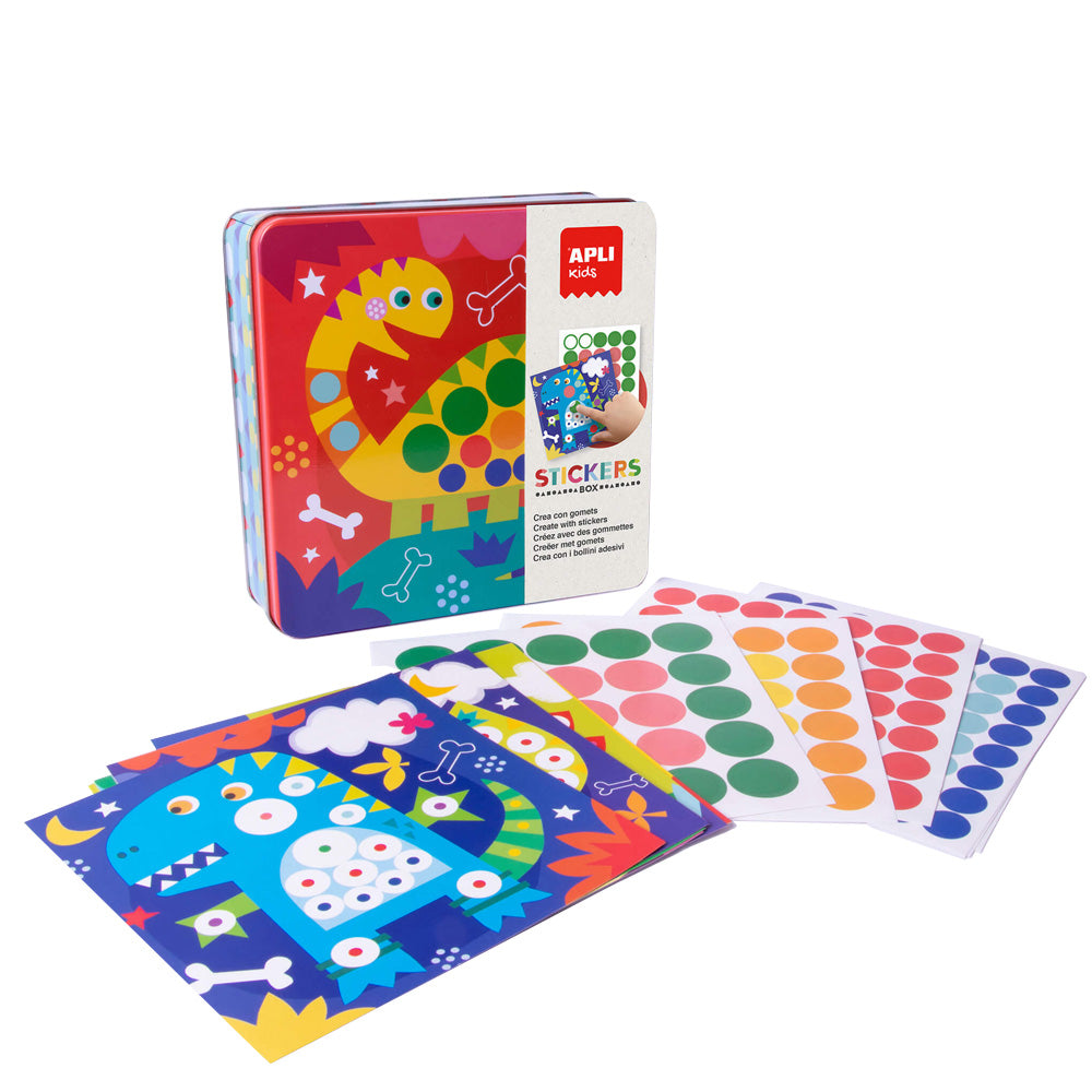 Jogo Autocolantes Dinossauros Cx Metal 8 Folhas