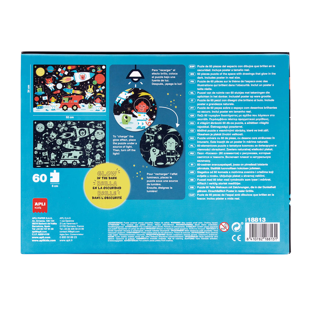 Jogo Educativo Puzzle Apli Fluor Espaço 60 Peças
