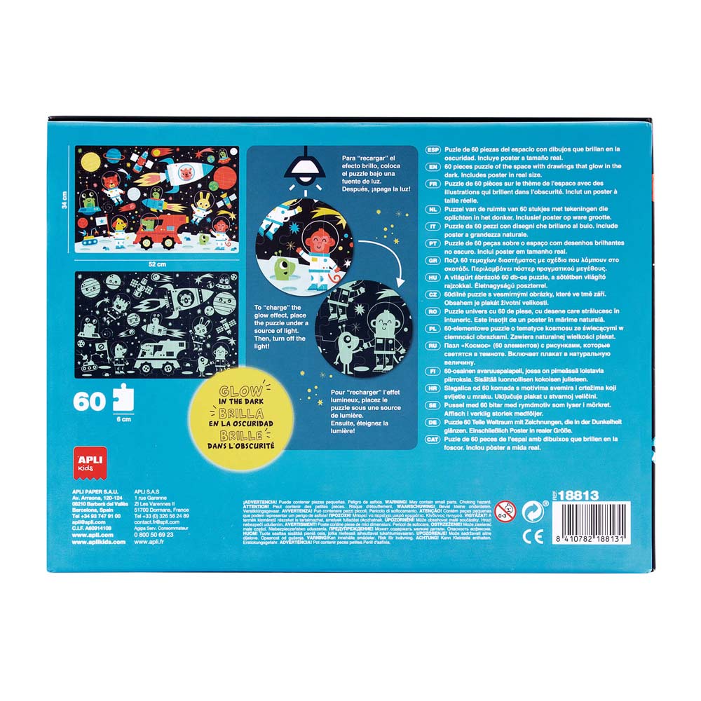 Jogo Educativo Puzzle Apli Fluor Espaço 60 Peças