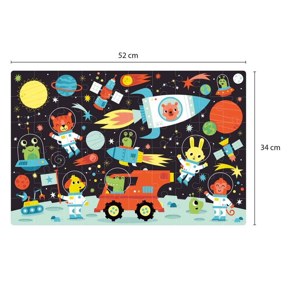 Jogo Educativo Puzzle Apli Fluor Espaço 60 Peças