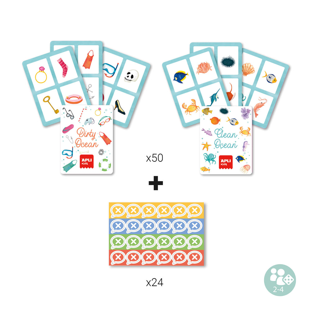 Jogo Educativo Tabuleiro Apli Observação do Oceano 50 Cartas