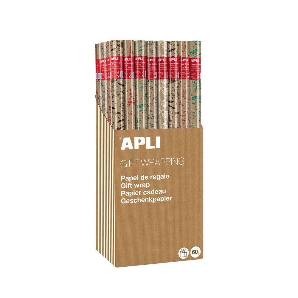 Papel Embrulho 70cmx2m Kraft Fun Expositor 55un