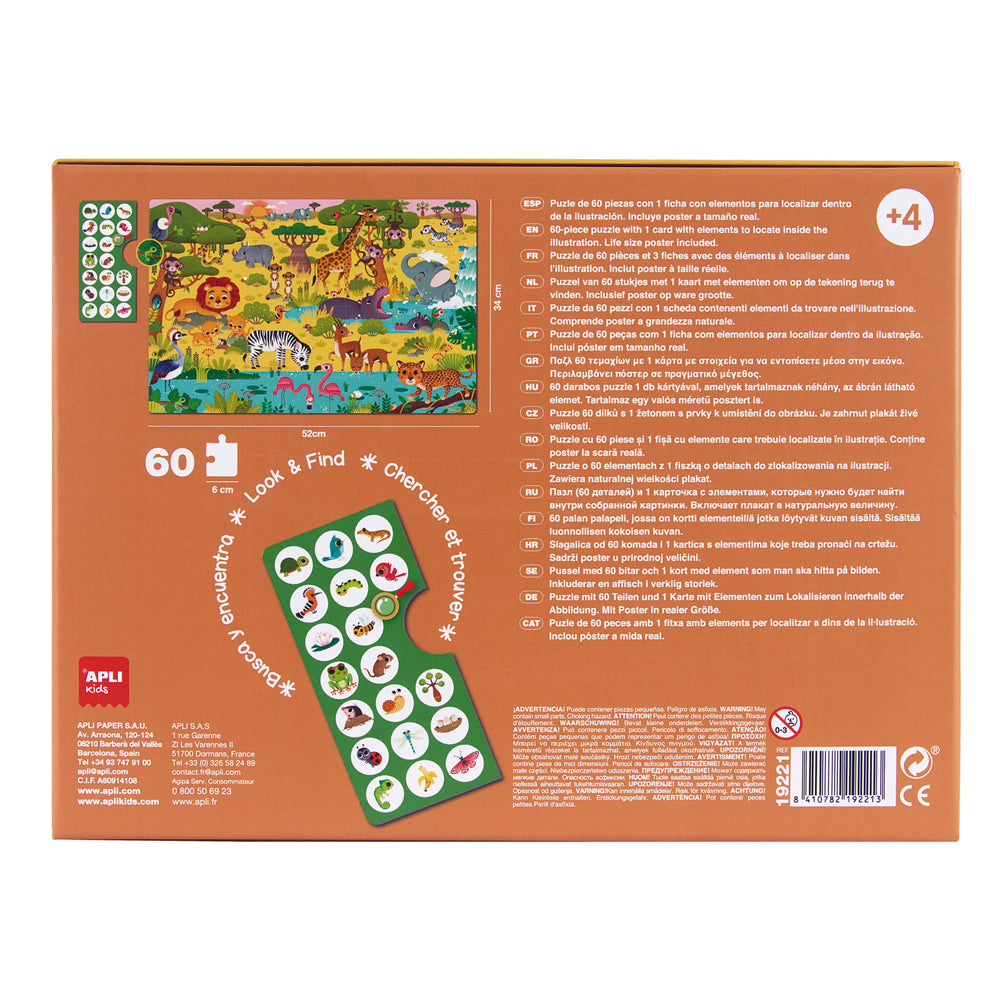 Jogo Educativo Puzzle Apli Observação da Selva 60 Peças
