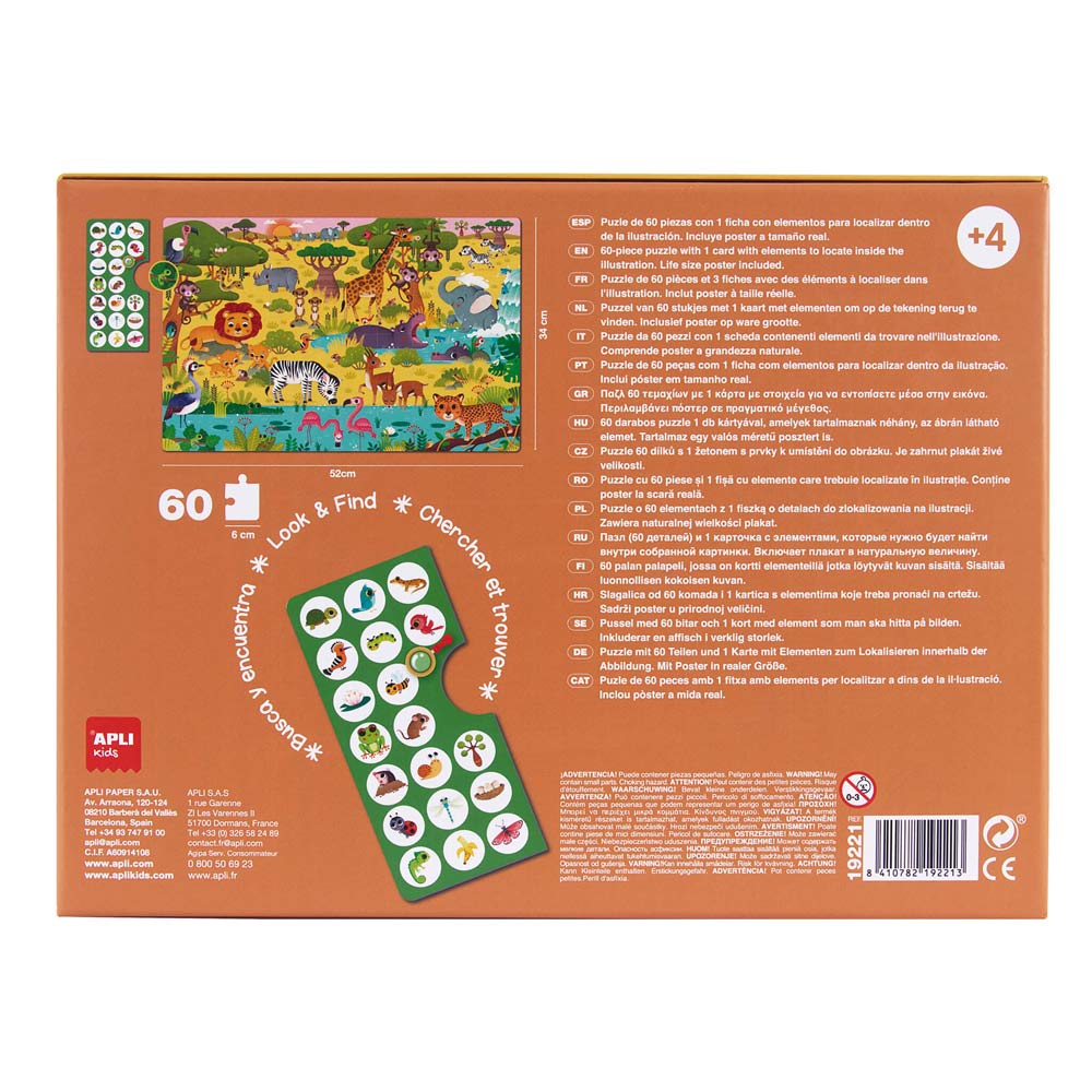 Jogo Educativo Puzzle Apli Observação da Selva 60 Peças