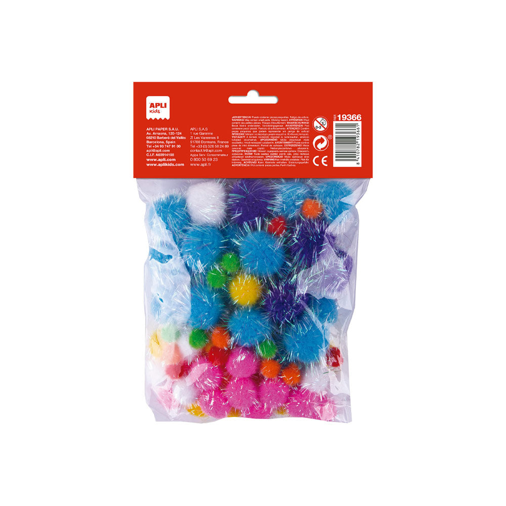 Pom Pom Glitter Apli Cores Sortidas 80un