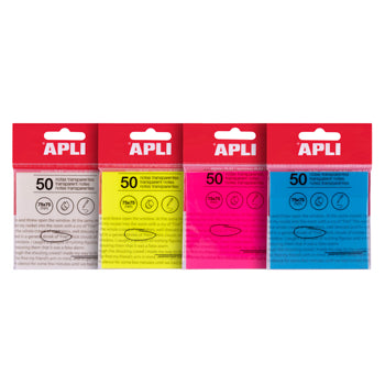 Bloco Notas Aderentes 075x075mm Film Apli Transparente 50Fls