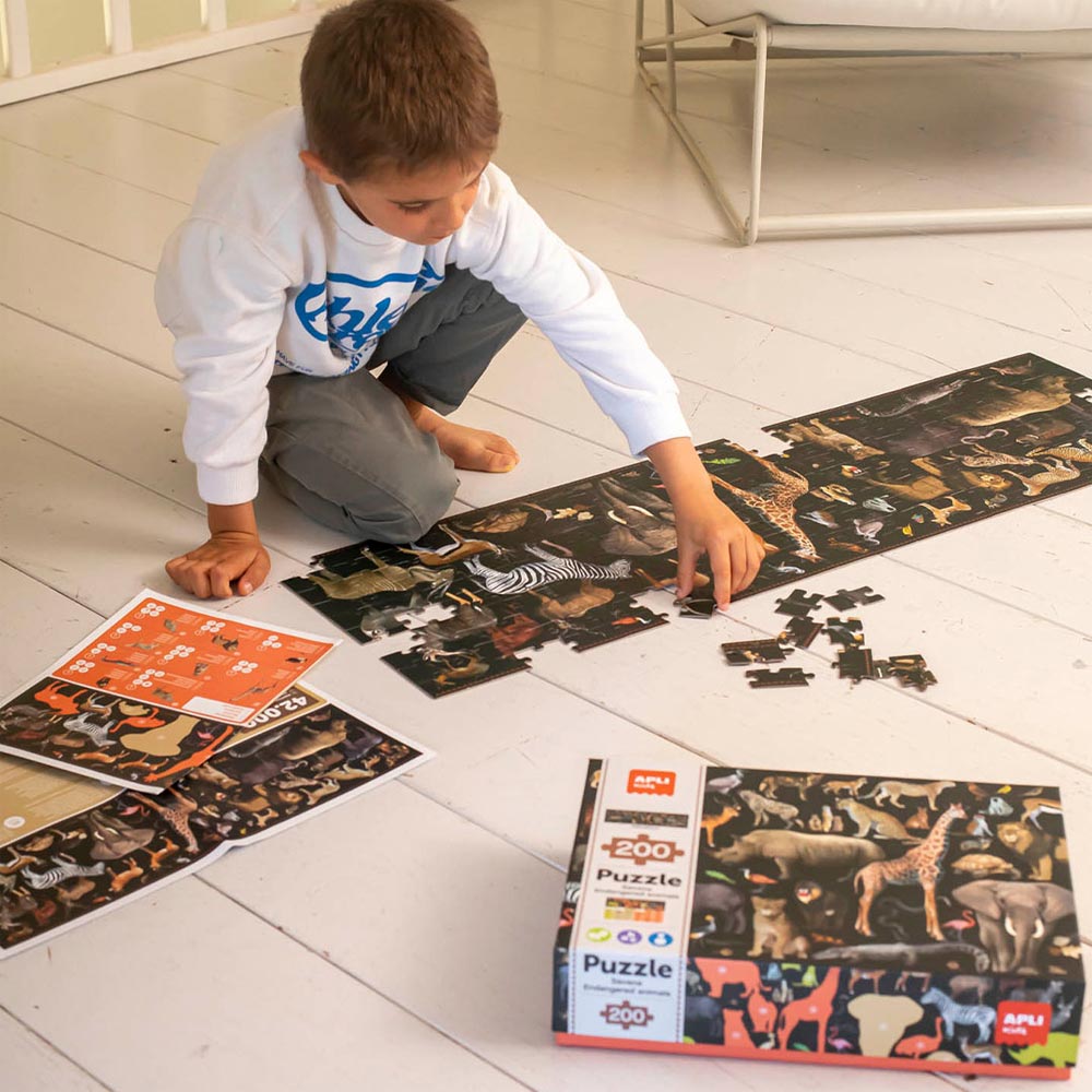 Jogo Educativo Puzzle Apli Animais Ameaçados Savana 200Peças