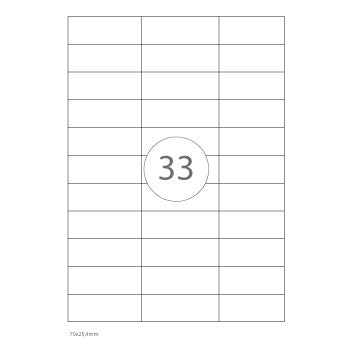 Etiquetas 070x025,4mm 100Fls A4 Multi3 3300un