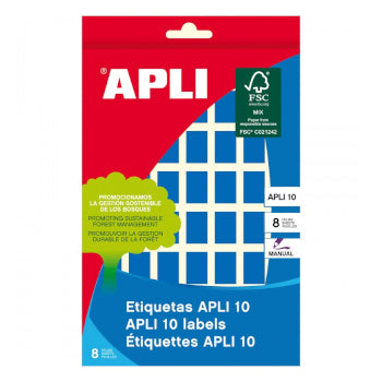 Etiquetas 012x018mm 8Fls Azul Apli 448un