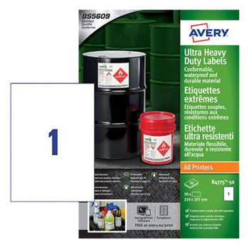 Etiquetas Ultra-Resistentes 210x297mm 50Fls A4 Avery 50un