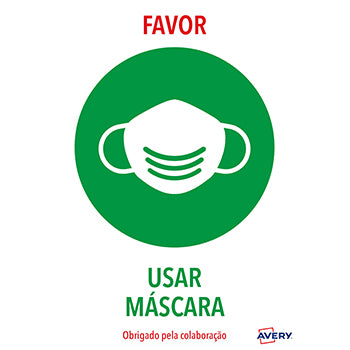 Sinalética Usar Máscara Adesivo A4 2un