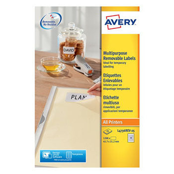 Etiquetas Removíveis 045,7x021,2mm Avery 25 Folhas 1200un