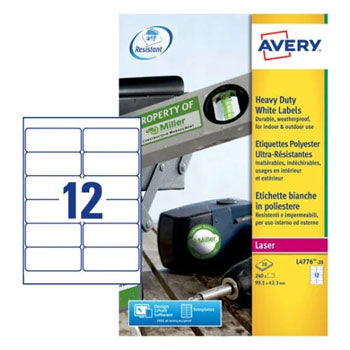 Etiquetas Resistentes 099,1x042,3mm 20Fls Avery 240un