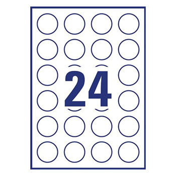 Etiquetas Redondas Removíveis 37mm Avery 25 Folhas 600un