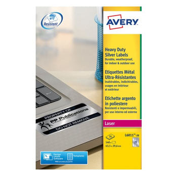 Etiquetas Resistentes 063,5x029,6mm 20Fls Prata Avery 540un