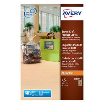Etiquetas Kraft 062x042mm Avery 20 Folhas Castanho 360un