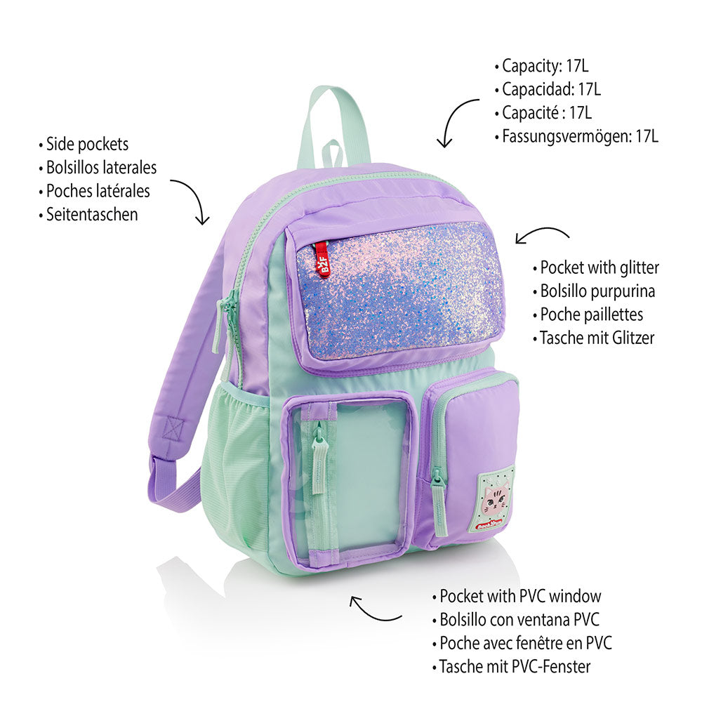 Mochila Infantil Turquesa e Lilás 17L