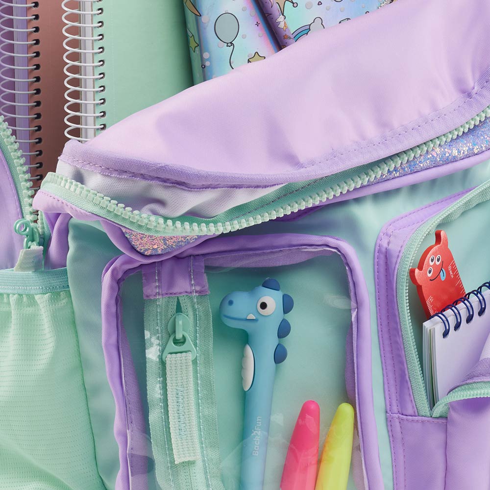 Mochila Infantil Turquesa e Lilás 17L