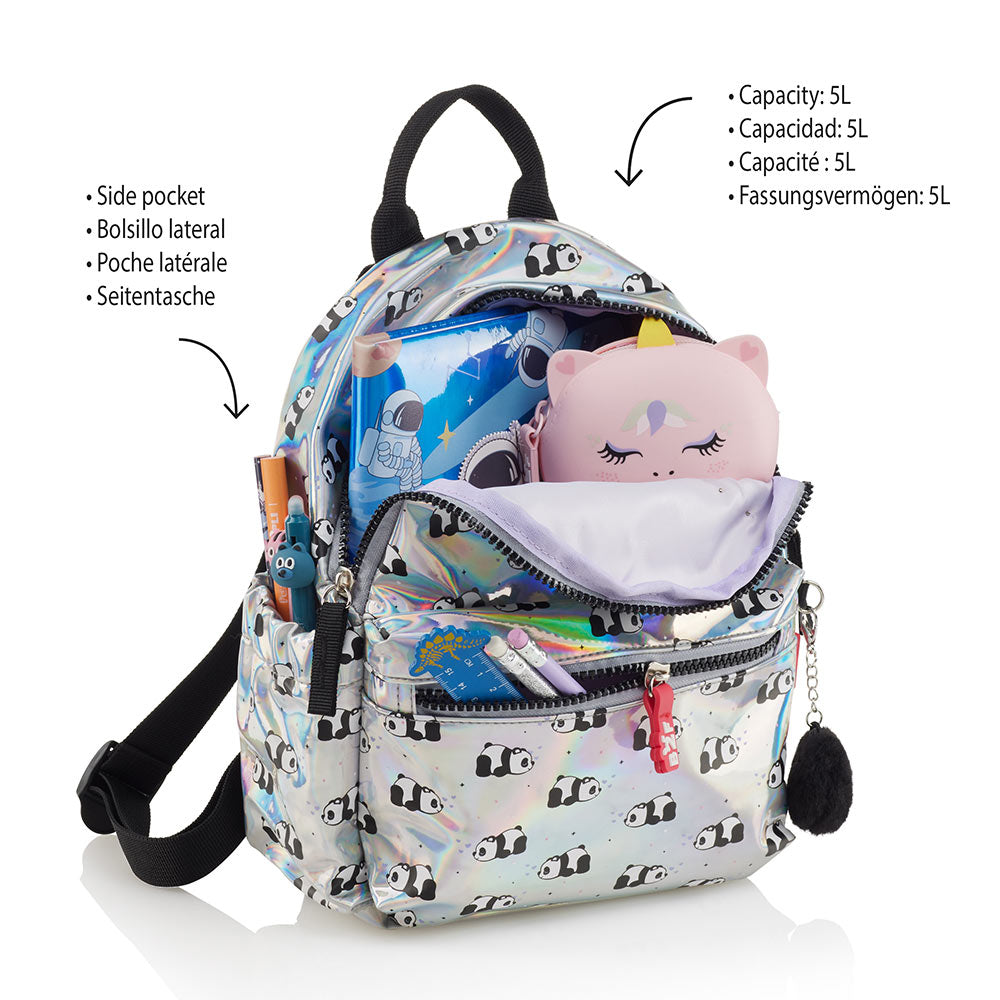 Mochila Infantil Mini Panda Holografica 5L