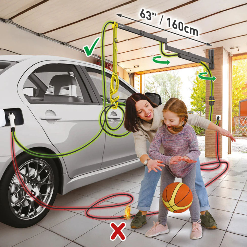 Suporte Parede Cabo Carregamento Veículos Elétricos 160cm
