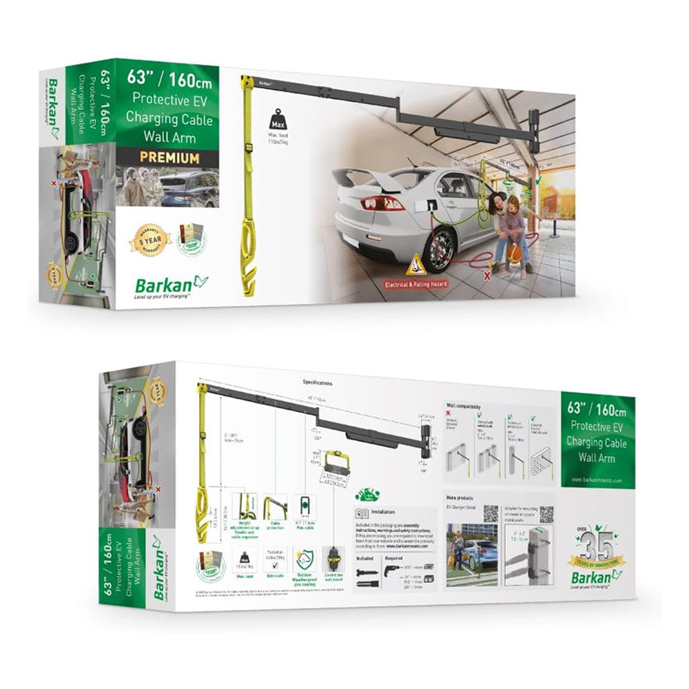 Suporte Parede Cabo Carregamento Veículos Elétricos 160cm