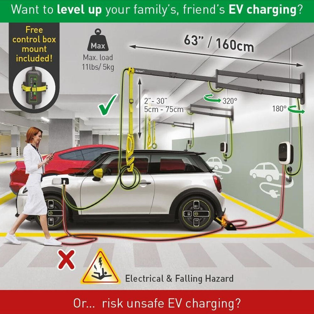 Suporte Parede Cabo Carregamento Veículos Elétricos El 160cm