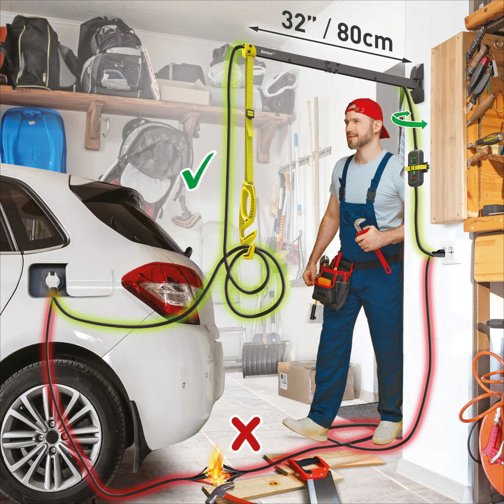 Suporte Parede Cabo Carregamento Veículos Elétricos 80cm