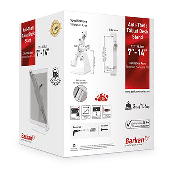 Suporte Mesa Tablet 7-14 Pol Fixo 360 Rotacao Anti-Roubo