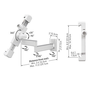 Suporte Parede Tablet 7-14 Pol 3 Movimentos Anti-Roubo