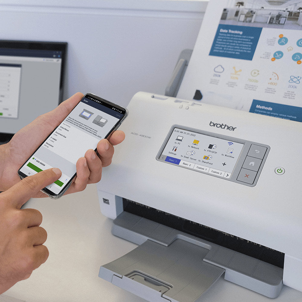 Scanner de Mesa Profissional ADS4900W Wi-Fi LAN NFC