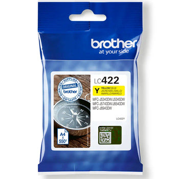 Tinteiro Brother LC422Y Amarelo 550 Pág.