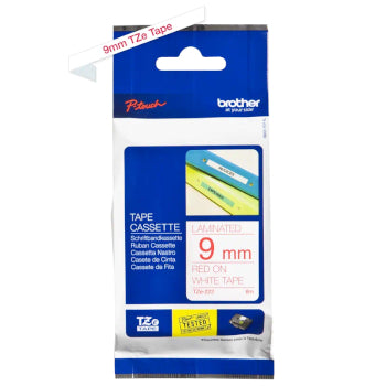 Fita Laminada 9mmx8mts Branco/Vermelho