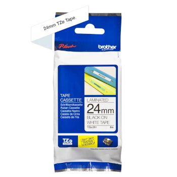 Fita Laminada 24mmx8mts Branco/Preto