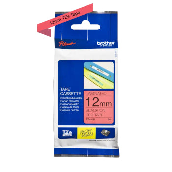 Fita Laminada 12mmx8mts Vermelho/Preto