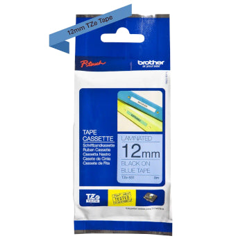 Fita Laminada 12mmx8mts Azul/Preto