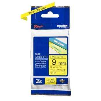 Fita Laminada 09mmx8mts Amarelo/Preto