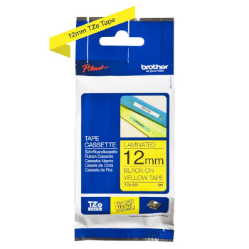 Fita Laminada 12mmx8mts Amarelo/Preto