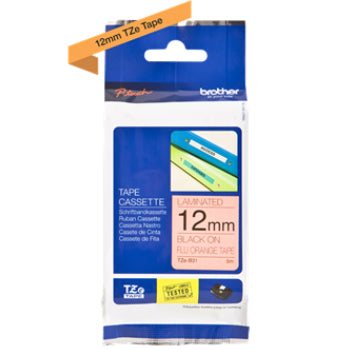 Fita Laminada 12mmx5mts Fluorescente Laranja/Preto