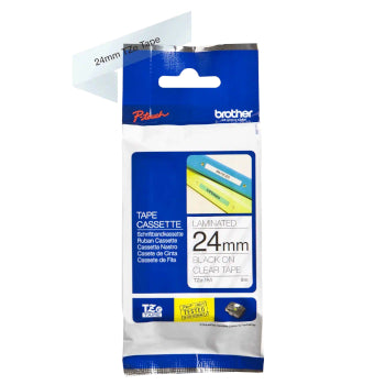 Fita Laminada 24mmx8mts Transparente/Preto
