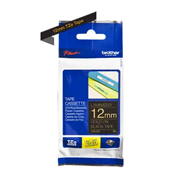 Fita Laminada 12mmx8mts Preto/Dourado