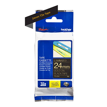 Fita Laminada 24mmx8mts Preto/Dourado