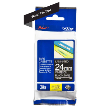 Fita Laminada 24mmx8mts Preto/Branco