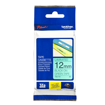 Fita Laminada 12mmx8mts Verde/Preto