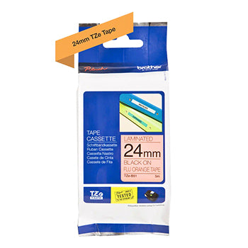Fita Laminada 24mmx5mts Fluorescente Laranja/Preto