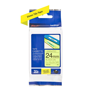Fita Laminada 24mmx5mts Fluorescente Amarelo/Preto