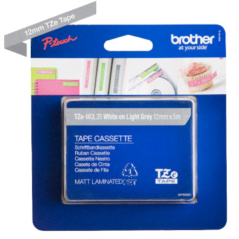 Fita Laminada 12mmx5mts Cinza Claro/Branco Mate